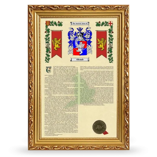 Oltomb Armorial History Framed - Gold