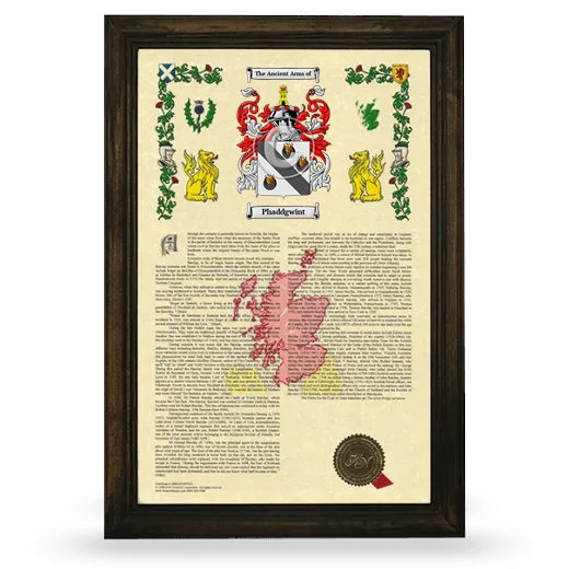 Phaddgwint Armorial History Framed - Brown