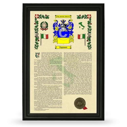 Paganoni Armorial History Framed - Black