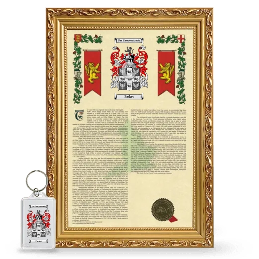Packet Framed Armorial History and Keychain - Gold