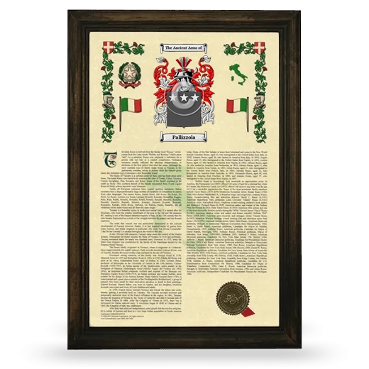 Pallizzola Armorial History Framed - Brown