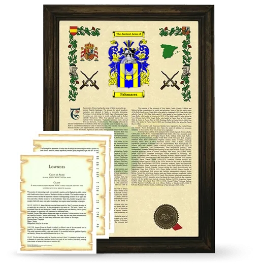 Palomarez Framed Armorial History and Symbolism - Brown