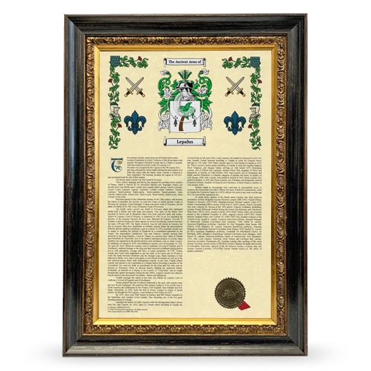 Lepalus Armorial History Framed - Heirloom