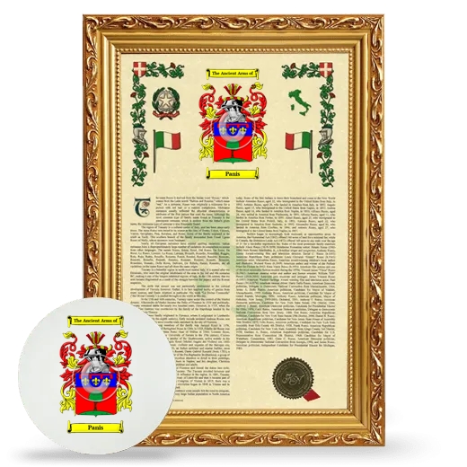 Panis Framed Armorial History and Mouse Pad - Gold