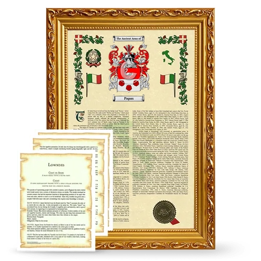 Papas Framed Armorial History and Symbolism - Gold