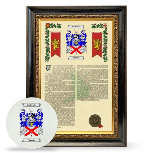 Parman Framed Armorial History and Mouse Pad - Heirloom