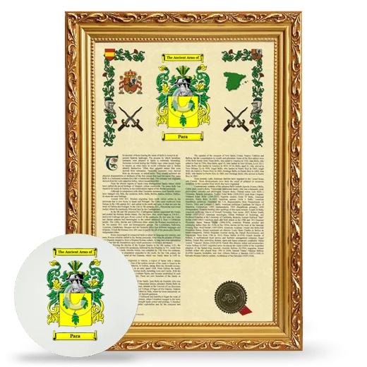 Para Framed Armorial History and Mouse Pad - Gold