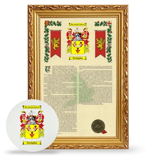 Parringdon Framed Armorial History and Mouse Pad - Gold