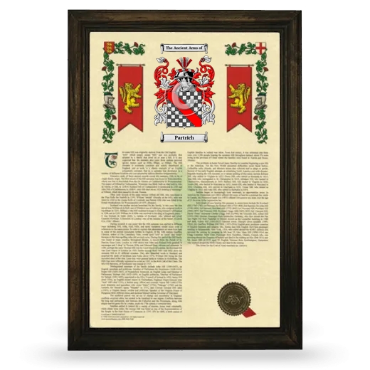 Partrich Armorial History Framed - Brown