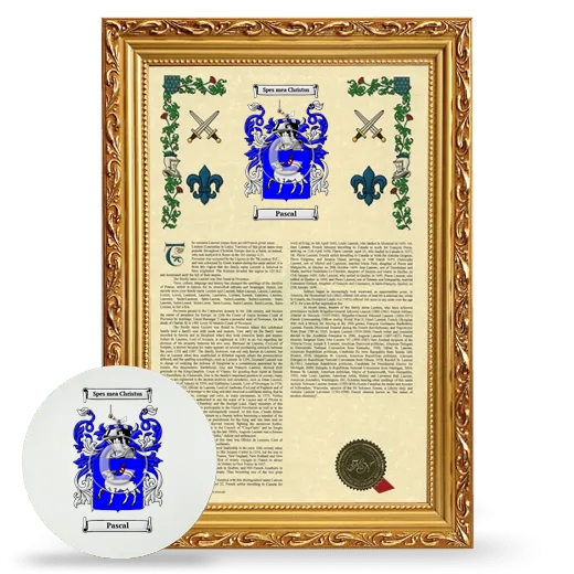 Pascal Framed Armorial History and Mouse Pad - Gold