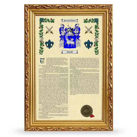 Pascoll Armorial History Framed - Gold