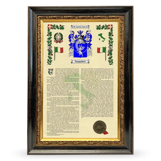 Pasqualetti Armorial History Framed - Heirloom