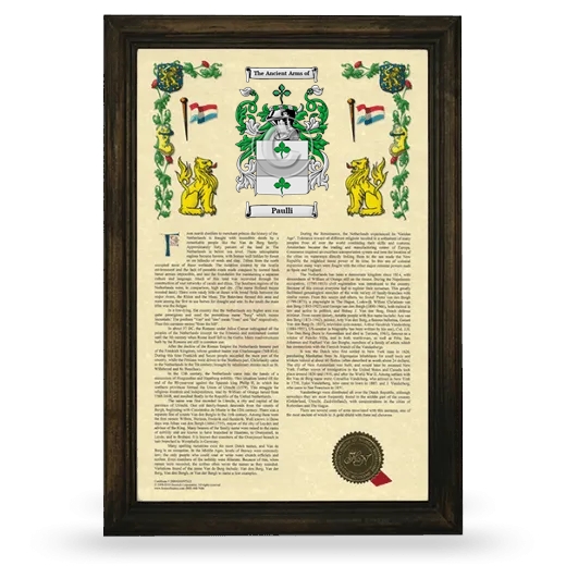 Paulli Armorial History Framed - Brown