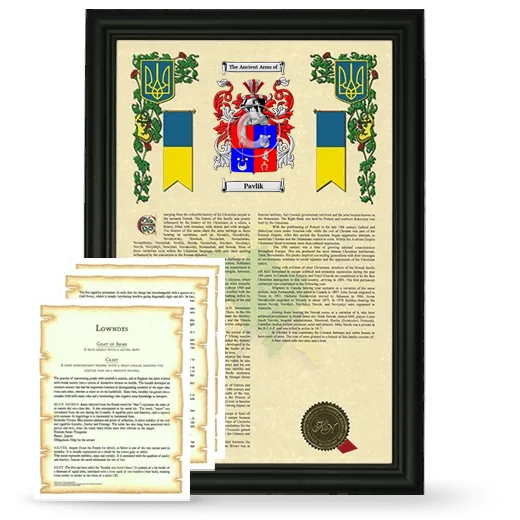 Pavlik Framed Armorial History and Symbolism - Black