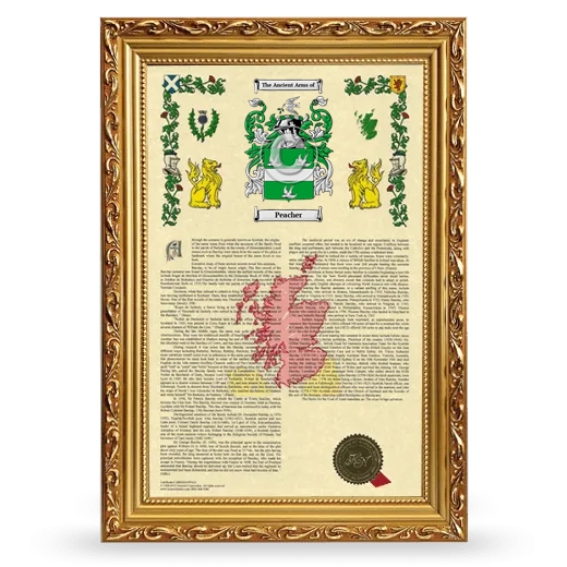 Peacher Armorial History Framed - Gold