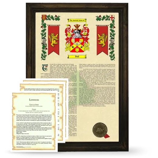Perl Framed Armorial History and Symbolism - Brown