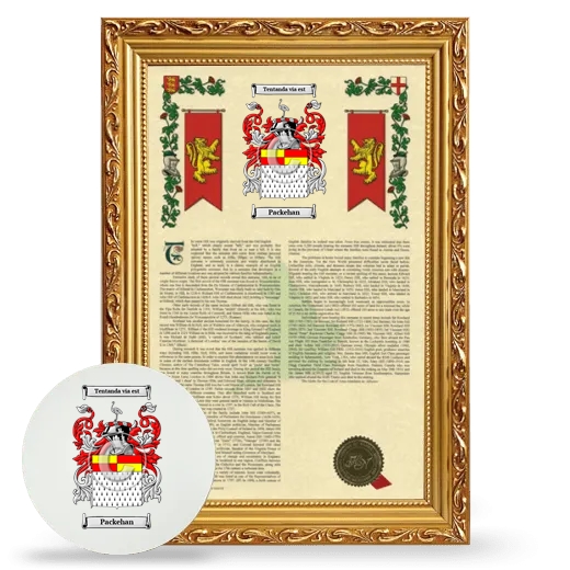 Packehan Framed Armorial History and Mouse Pad - Gold