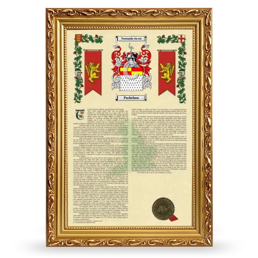 Packehan Armorial History Framed - Gold