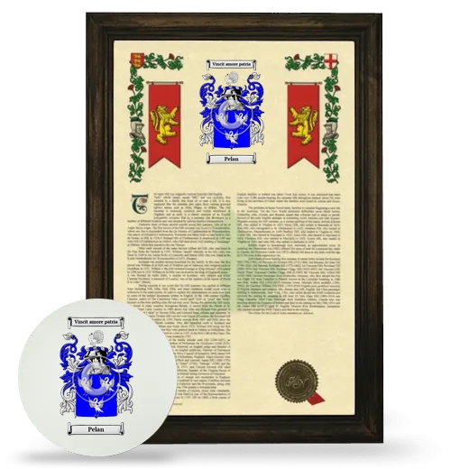 Pelan Framed Armorial History and Mouse Pad - Brown