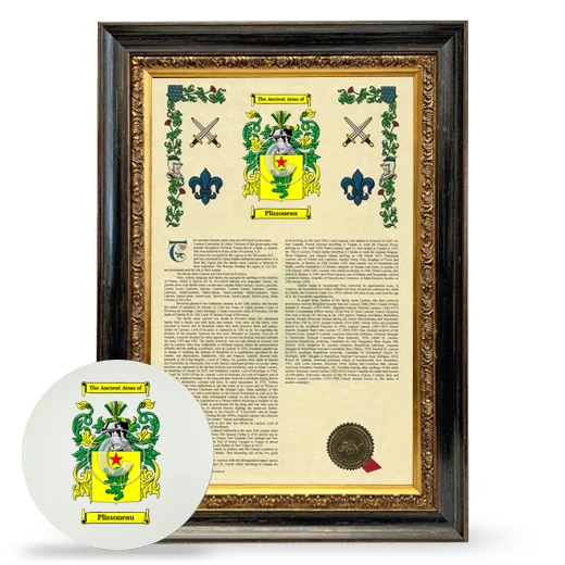Plissoneau Framed Armorial History and Mouse Pad - Heirloom