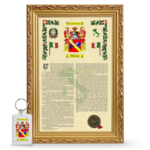 Pellozzoni Framed Armorial History and Keychain - Gold