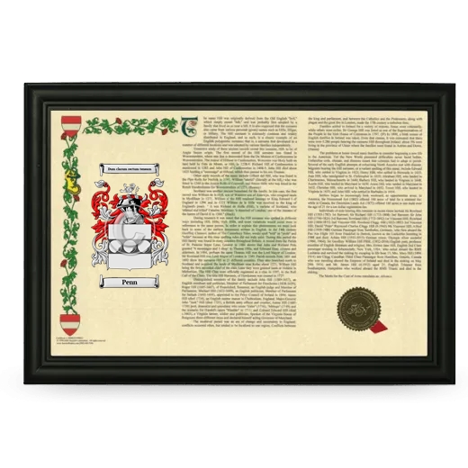 Penn Armorial Landscape Framed - Black