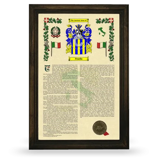 Penella Armorial History Framed - Brown