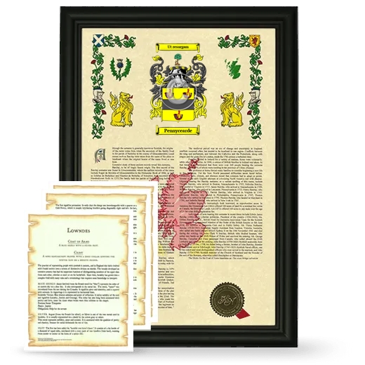 Pennycearde Framed Armorial History and Symbolism - Black