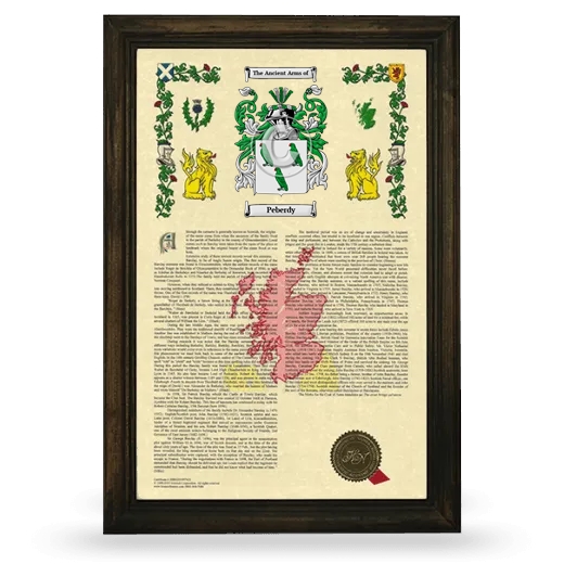 Peberdy Armorial History Framed - Brown