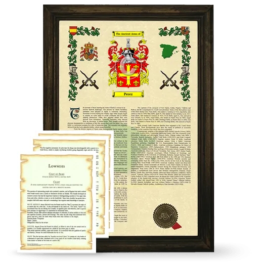 Perez Framed Armorial History and Symbolism - Brown