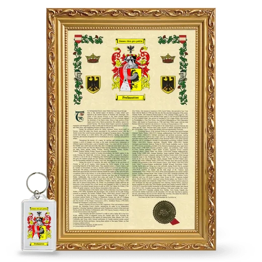 Perlmutter Framed Armorial History and Keychain - Gold