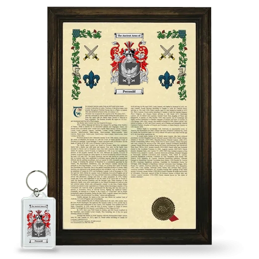 Perrauld Framed Armorial History and Keychain - Brown