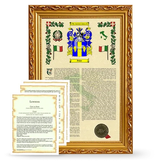 Peire Framed Armorial History and Symbolism - Gold