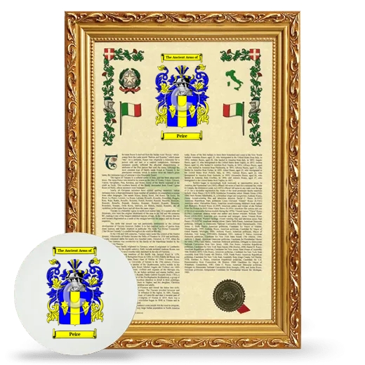 Peire Framed Armorial History and Mouse Pad - Gold