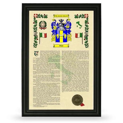 Pèrri Armorial History Framed - Black