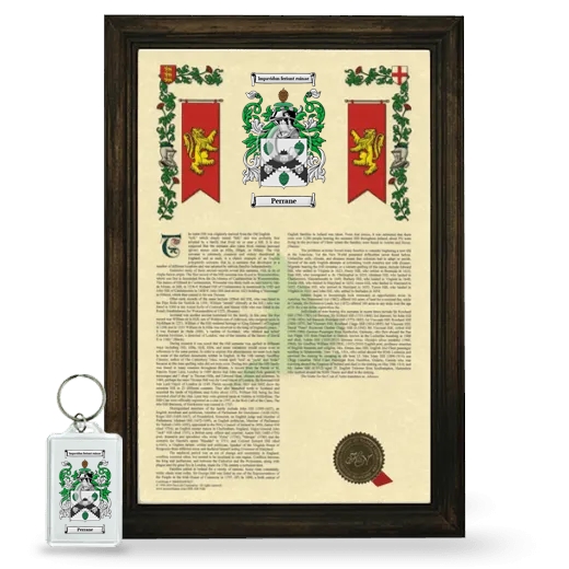 Perrane Framed Armorial History and Keychain - Brown