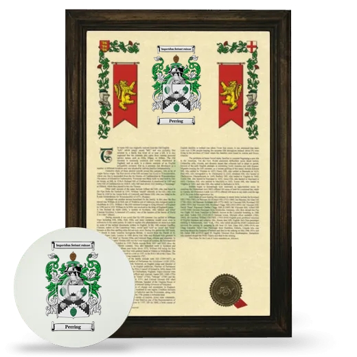 Perring Framed Armorial History and Mouse Pad - Brown