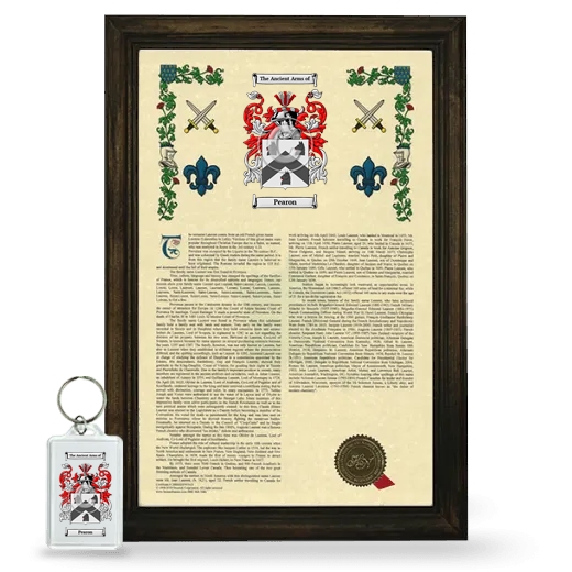 Pearon Framed Armorial History and Keychain - Brown