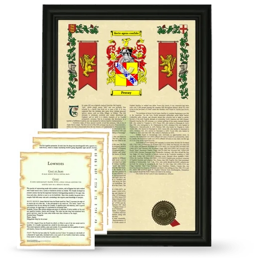 Perray Framed Armorial History and Symbolism - Black
