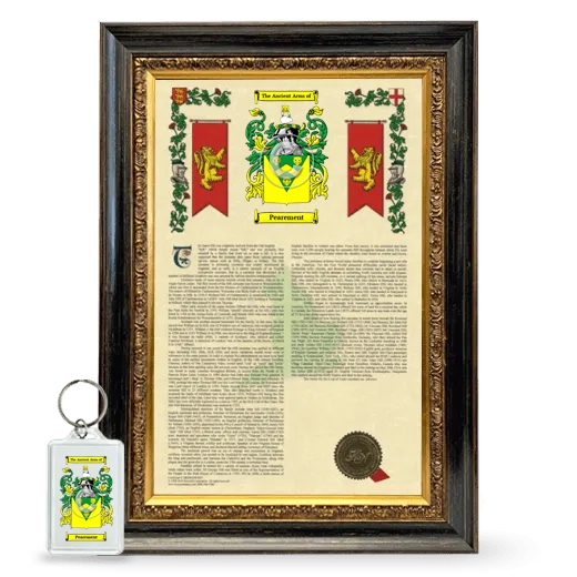 Pearement Framed Armorial History and Keychain - Heirloom