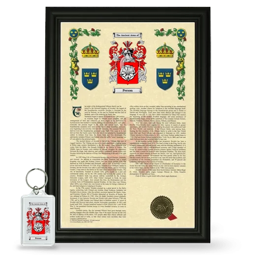 Person Framed Armorial History and Keychain - Black