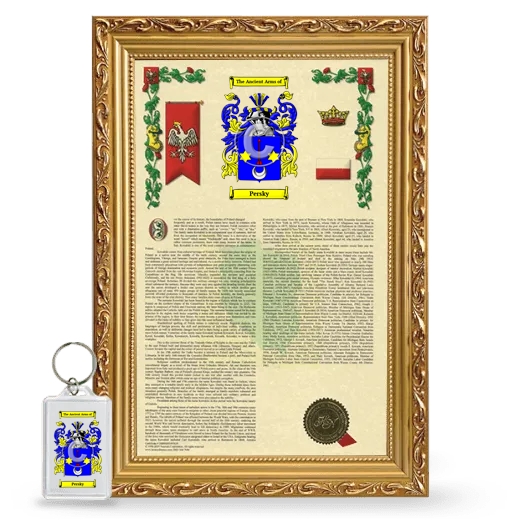 Persky Framed Armorial History and Keychain - Gold