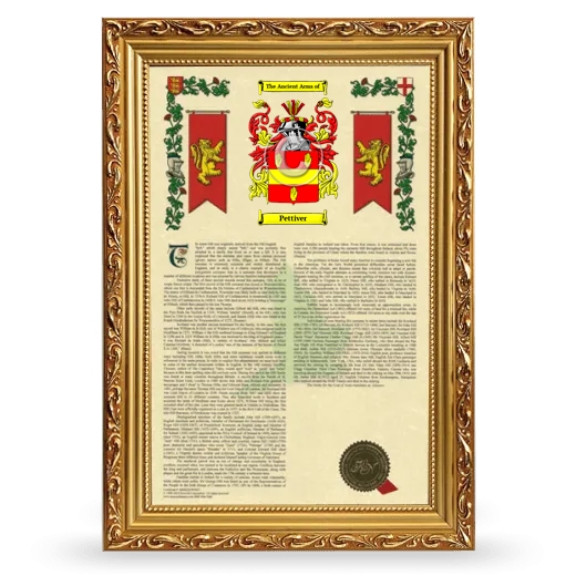 Pettiver Armorial History Framed - Gold