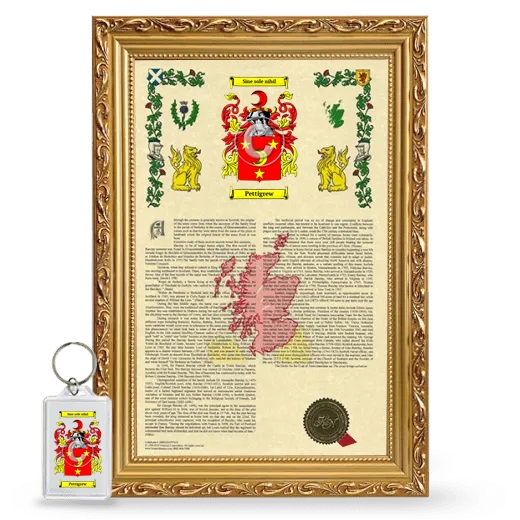 Pettigrew Framed Armorial History and Keychain - Gold