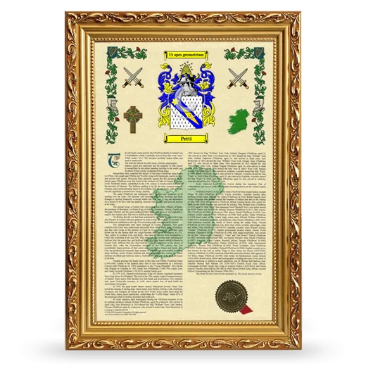 Petti Armorial History Framed - Gold