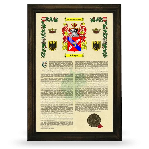 Pflueger Armorial History Framed - Brown