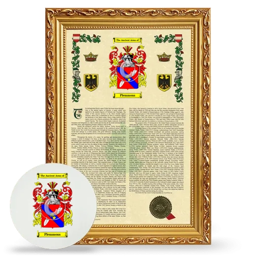 Plemmons Framed Armorial History and Mouse Pad - Gold
