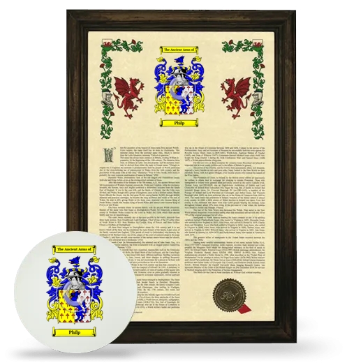 Philp Framed Armorial History and Mouse Pad - Brown