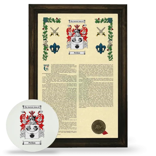 Pechon Framed Armorial History and Mouse Pad - Brown