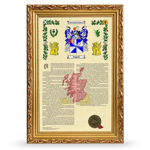 Pagord Armorial History Framed - Gold